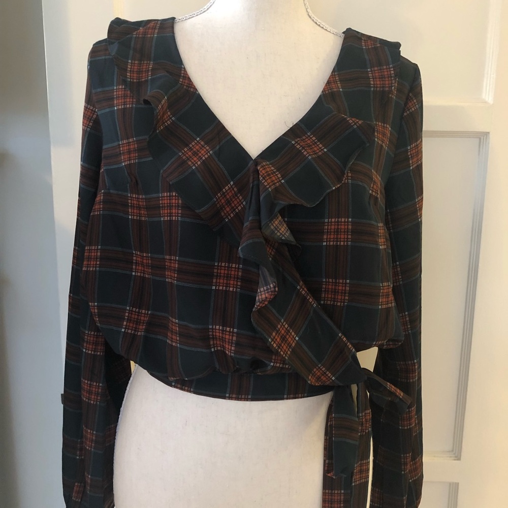 Plaid wrap shirt